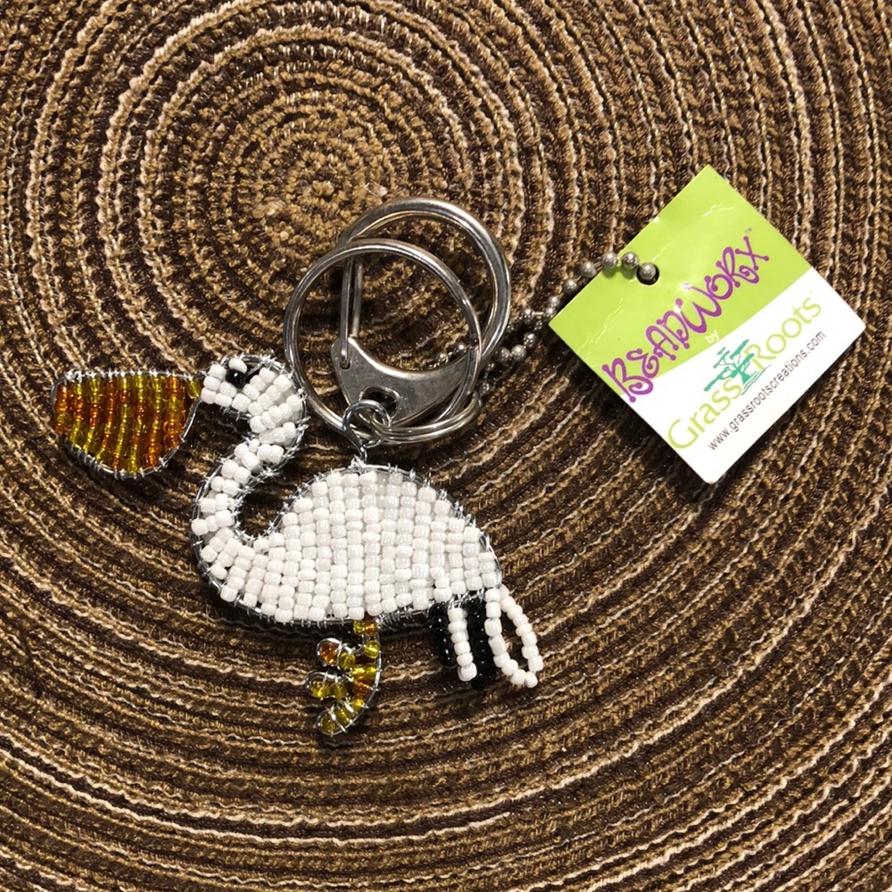 Grass Roots Beaded Keyring Pelican